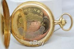Antique Longines 6 Grands Prix Mens Hunter Case 18K Gold Pocket Watch 1916
