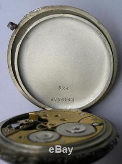 Antique Longines Military Open Face Men's Pocket Watch Swiss Wwi + Chain