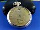 Antique Modernista Jump Hour 50mm Gold Plated Pocket Watch With Box. Ca 1910