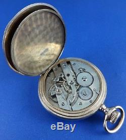 Antique MODERNISTA Jump Hour 50mm Gold Plated Pocket Watch with Box. Ca 1910