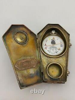 Antique Masonic Omega Pocket Desk Watch Memento Mori Skull Enamels