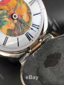 Antique Memento Mori Skull Verge Fusee Pocket Watch Silver Case