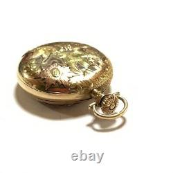 Antique Multi Color 14K Sold Gold Elgin pocket watch Hunter case