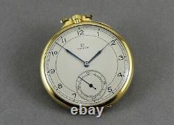 Antique OMEGA Art Deco Solid 18k Yellow Gold 47mm Pocket Watch. WithBox