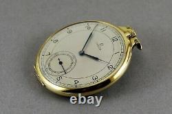 Antique OMEGA Art Deco Solid 18k Yellow Gold 47mm Pocket Watch. WithBox