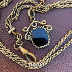 Antique O. C. P. & Co. Gold Filled Victorian T Bar Pocket Watch Chain Bloodstone