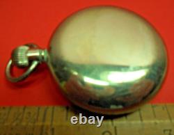 Antique Old Vintage Top Wind Screw Back Nickel Case Elkan Railway Pocket Watch