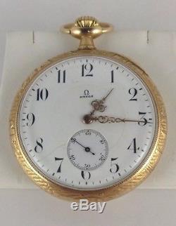 Antique Omega Grand Prix Paris 1900's 14k Gold Pocket Watch Rare Collectible