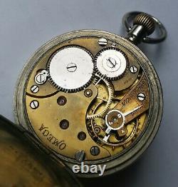 Antique Omega Hand Winding Pocket Watch Enamel Dial