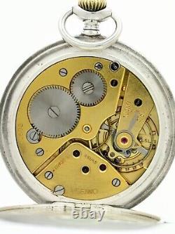 Antique Omega Silver 0.800 Open Face Pocket Watch Swiss 1942