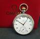 Antique Omega Solid Silver Pocket Watch White Enamel Dial