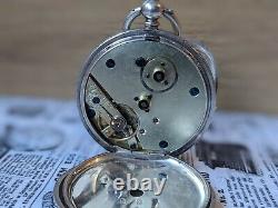 Antique Open Faced Fine Silver 0.935 Scottish Roman Numeral Pocket Watch Working