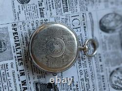 Antique Open Faced Fine Silver 0.935 Scottish Roman Numeral Pocket Watch Working