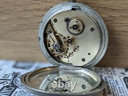 Antique Open Faced Fine Silver Roman Numeral Beautiful Pocket Watch Working