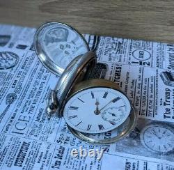 Antique Open Faced Roman Numeral Sterling Silver 1846 Pocket Watch Working