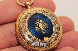Antique Original Perfect 18k Gold Enamel Diamond Decorated Pocket Watches
