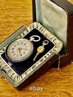 Antique Ornate Pocket Fob watch Victorian solid silver Original box c1900
