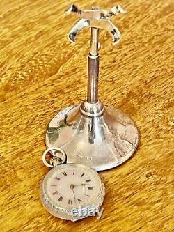 Antique Ornate Pocket Fob watch Victorian solid silver & Stand c1900