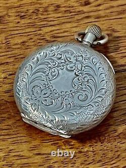 Antique Ornate Pocket Fob watch Victorian solid silver c1900