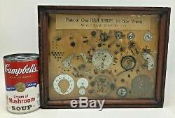 Antique Parts One Riverside 16 Size Pocket Waltham Watch Framed Display Salesman