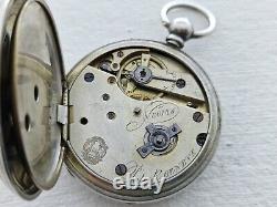 Antique Pateck Enamel Full Hunter Solid Silver Pocket Watch SPARES/REPAIR 172