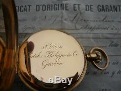 Antique Patek Philippe 18K Gold Pocket Watch with Original Certificate 1882