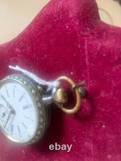 Antique Pocket Watch Amedee Bojet Steel Burnished Souvenir 12 August 1897