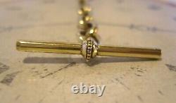 Antique Pocket Watch Chain 1890s Victorian Large Brass Fancy Albert With T Bar