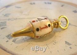 Antique Pocket Watch Chain Fob 1890 Victorian Brass & Bone Large Gambling Fob
