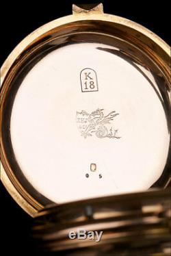 Antique Pocket Watch Chronometer 18K Solid Gold. Switzerland, 1885