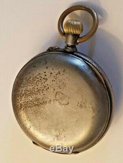 Antique Pocket Watch Swiss Moon Phase Day-Month Year Dials - Gunmetal