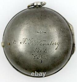 Antique Pocket Watch silver pair cases, champleve London, c1700