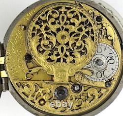 Antique Pocket Watch, silver pair cases, verge, calendar- Kipling, London, c1720