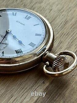 Antique Pocket watch Cyma 9ct Rolled gold Half Hunter Victorian Dennison case