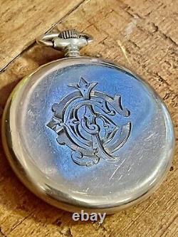 Antique Pocket watch Military 17 jewels solid silver Borgel case