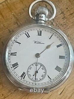 Antique Pocket watch Waltham 7 jewels solid silver Dennison case 1908