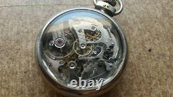 Antique Pocket watch with 30 min Chronograph, Swiss made E. Heuer movement