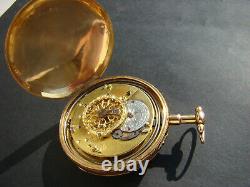 Antique Quarter Repeater Erotic Automation 18k Gold Verge Fusee Pocket Watch 18c