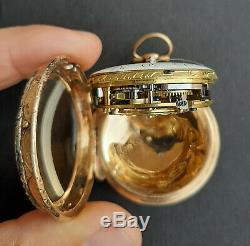 Antique Quarter Repeater Gold Fusee Spinde Watch Ageron a Paris Enamel & Diamond