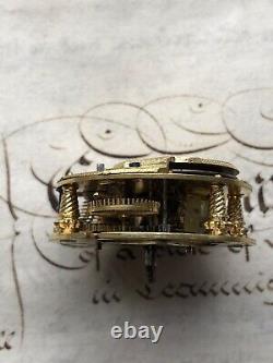 Antique Rare Silver Mounted Dutch Mock Pendlum Verge Fusee Pocket Watch Movement