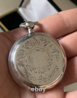 Antique, Rare Watch French Pocket Moreau Silver Chiselled Hand 4,7 CM