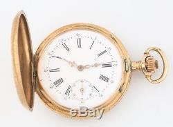 Antique Remontoir 14k Solid Gold 15-Jewel Pocket Watch Size 18 Full Hunter