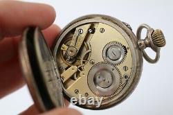 Antique Remontoir Pocket Silver and Gold Watch Enamel Face Circa 1890
