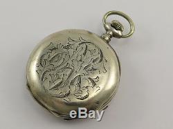 Antique SOLID SILVER TRIPLE DATE MOON-PHASE POCKET WATCH