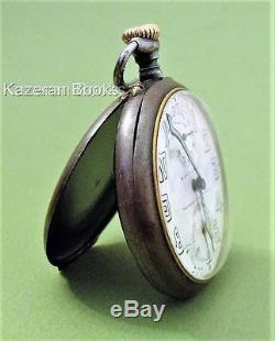 Antique S Smith & Son Zenith Gun Metal Travel Alarm Fob Pocket Watch Working