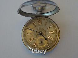 Antique Scottish Silver Pair Case Pocket Watch, Laurencekirk, Silver & Gold Dial