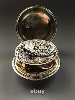 Antique Silver 18th Century Georgian Verge Fusee Pair Cased Pocket Watch
