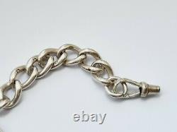 Antique Silver Albert Watch Chain T Bar Toggle Dog Clip Fob Coins Heavy 50g