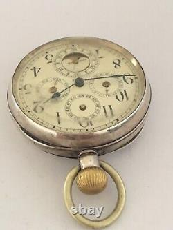Antique Silver Calendar Pocket Watch