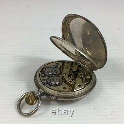 Antique Silver Cased Pocket Watch Horse Racing Scene Ornate Movement
